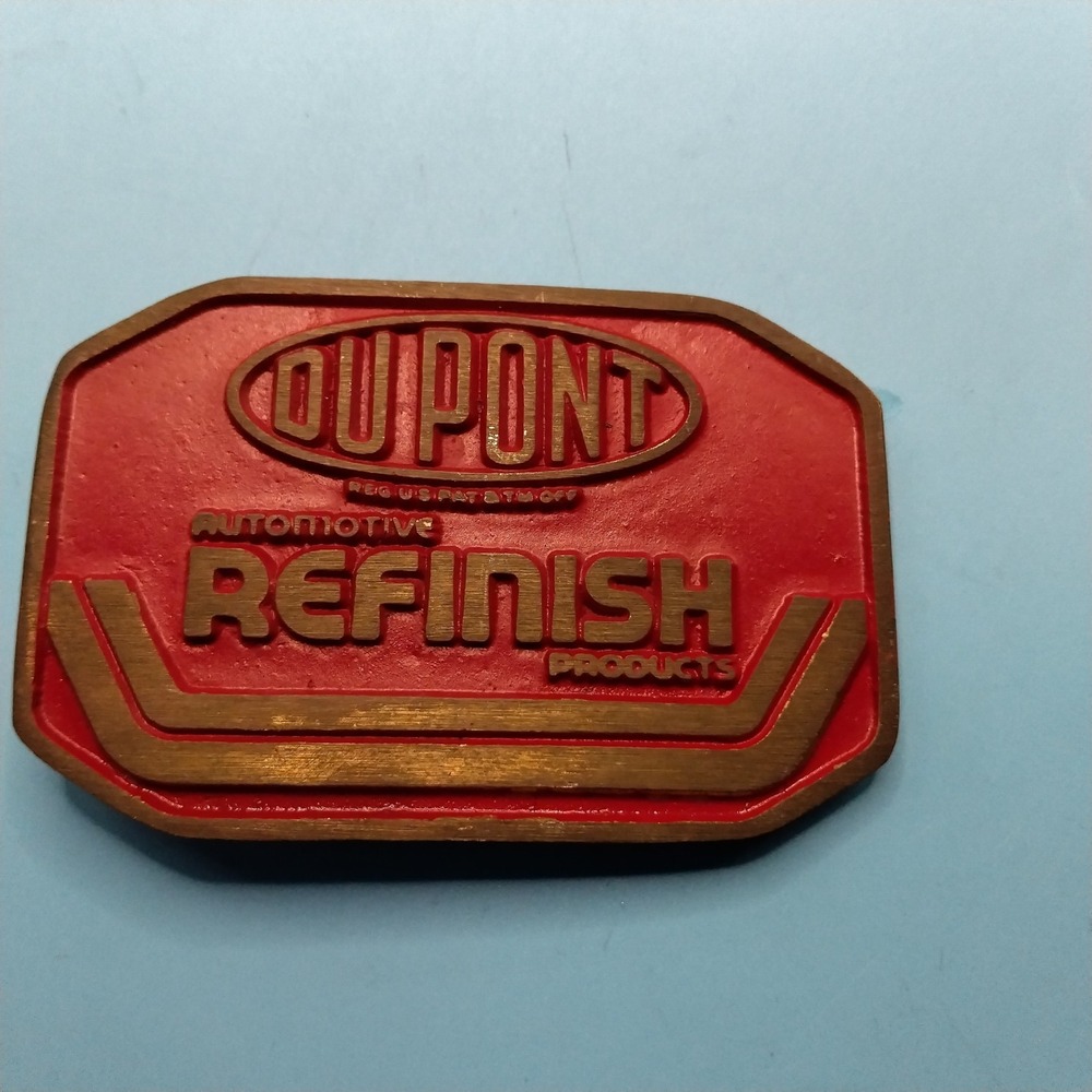 Vintage DuPont Automotive Refinish Products Belt Buckle DynaBuckle Solid Bronze